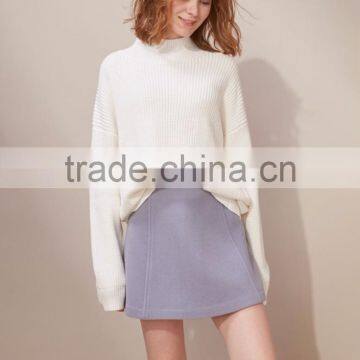 2016 Customized Manufacture Fashionable Wholesale Women's Plain Color High-waist Woolen A-line Ladies Skirt photo-2