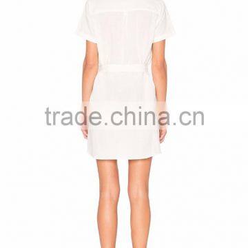 Waist Bow Tie Shirt Dress Hot Sale Woman Elegant Holiday Dress photo-2