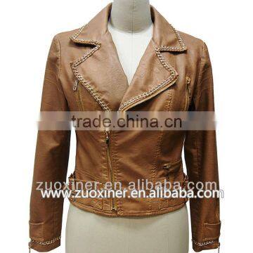 2014 woman new fashion pu leather jacket