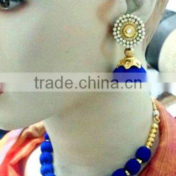 Stylish Necklace Set Wholesale,Silk Thread Necklace and Earring Handcrafted Set India