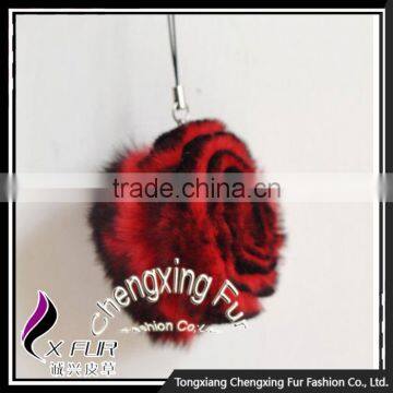 CX-P-22 Genuine Rex Fur Flower Mobile Phone Charms Fancy Keychain photo-5