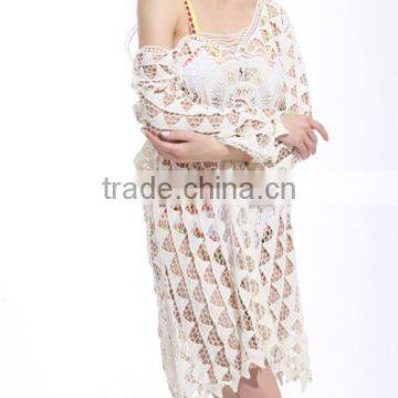 2017 latest design sexy V neck cover up crochet beach dress