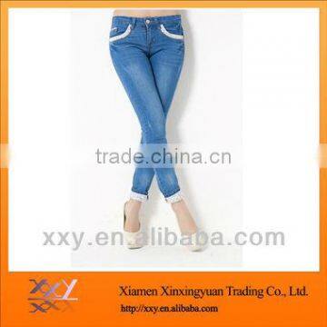 OEM Customized Women Jeans Pants Trousers Wholesale Price