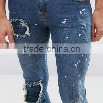 Slim Leg Slim Fit Distressed Moto Jeans for Men photo-3