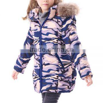 2015 New Design Little Girls' Camouflage Down Jacket With Fur Hoody photo-4