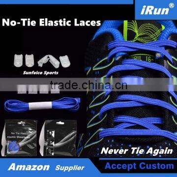 No-Slip No Need Tie Runners Work Shoes Blue Flat Elastic Shoelaces - Lazy Untied Elastic Anchor Shoelaces - Accept Custom