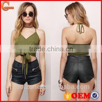 Crop Tops Halter Ladies Crop Top Front Tie Tank Top for Women Wholesale