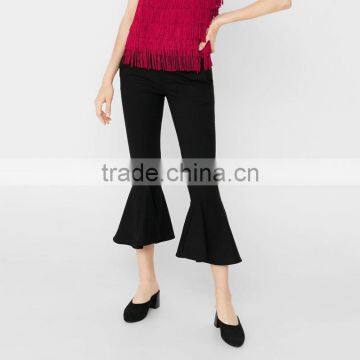 New in Fashionable Black Cropped Bell-bottom Pants for Women photo-2