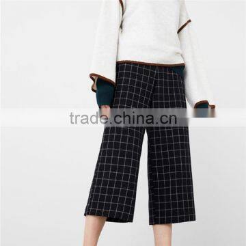Attractive Glitzy Cropped Cutting Side Zip Cotton Womens Checkered Pants photo-5