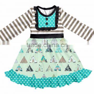 new style children stripe frocks designs boutique baby cute tent print dress cutting