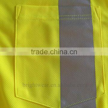 Mens Fluorescent hi Vis Yellow Sleeveless 3M Tapes Worker USA Reflective T-shirt photo-5