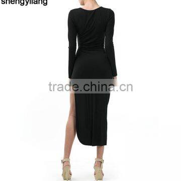 Hot Sale High Quality 95% Bamboo 5% Spandex Side-Slit Maxi Fancy Dress China photo-4