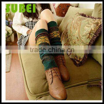 Hot sell fashion shin guards warm socks,lady open knitting jacquard leg warmers