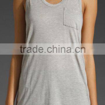 100% Rayon Classic Pocket Grey Tank photo-2