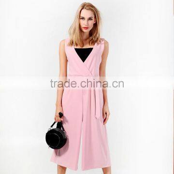 Ladies New Fashion Jumpsuit Pink Color Sleeveless Designs for Women Factory Manufacture photo-3
