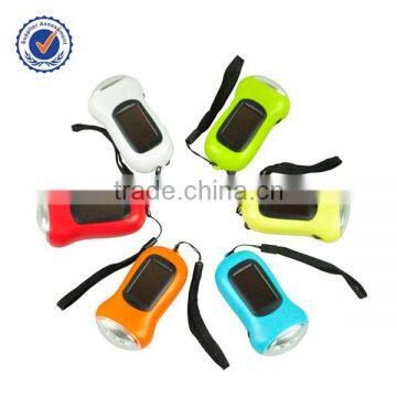 Led solar dynamo flashlight