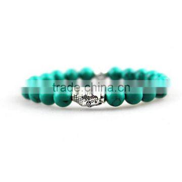 8mm Blue Turquoise Stone beads Buddha head Yoga Bracelets