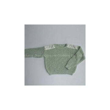 Lace Shoulder Crew Neck Sweater