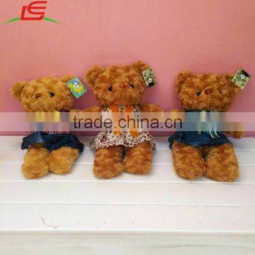 custom brown ted stuffed plush couples teddy bear toy with dress