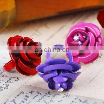 Fashion New Hot Selling Colorful Rhinestone Rose Women's Adjustable Finger Ring