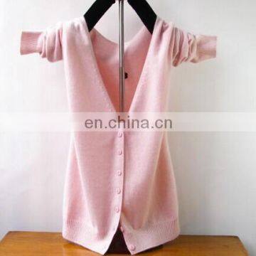 high quality luxurious fashion women knitted long sleeve cashmere cardigan