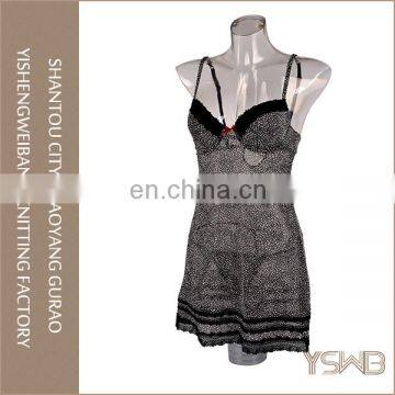 Black leopard printed sexy thin comfortable lace womens nightgowns