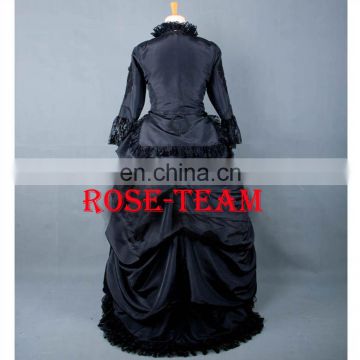 Rose Team-Free Shipping Custom-made Medieval Victorian Gown Ball Costume Dark Blue Gothic Punk Dress