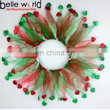 Christmas Pet Decoration Accessory Fabric Tulle Pet Collar for Dog with Heart-shape