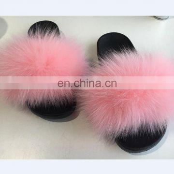 Fashionable Soft And Comfy Fluffy Women Ladies Real Fox Fur Slippers/sandals