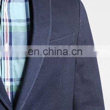 Cotton Simple Style Dark Blue Casual Suit Men Blazer photo-4