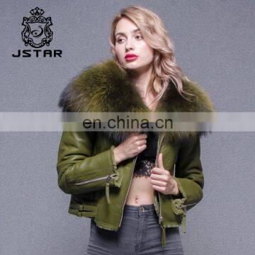 New product release Ladies Jackets Coats Winter Fashion Sheep Fur And Leahter Overcoat