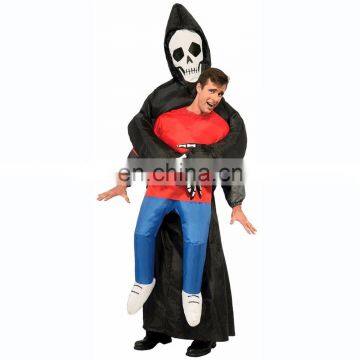 Creepy Inflatable Costume Grim Reaper Design Horror Halloween Dress for Adults