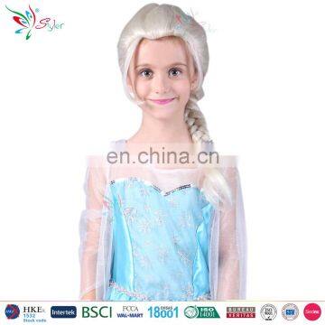 children party halloween wigs synthetic hair for kids snow queen frozen elsa wig
