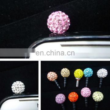 Wholesale diamond cell phone mobile anti dust plug charm for iPhone earphone ear cap dock dust plug MCD-0018