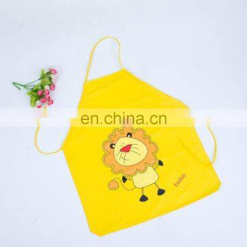 custon cotton yellow lions cartoon animal printing kids apron with logo