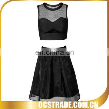 2015 New arrival two piece set sexy celebrity bandage dress and skirts