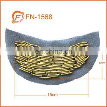 brass tube gold color crest applique patch