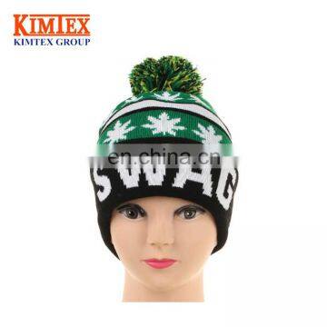 2017 Hot selling acrylic jacquard Pom Pom Knitted hat/beanie hat