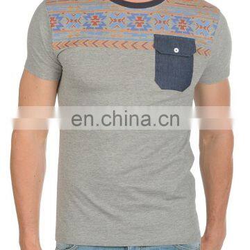 customized fashion o neck t shirts with pocket -Casual Silk Screen Printing Short Sleeve O Neck T-shirts F