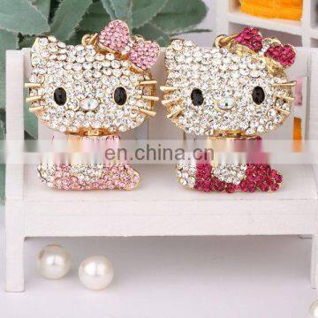 HOT PROMOTIONAL DELICATE GIFT CRYSTAL HELLO CAT MATCHING KEYCHAIN