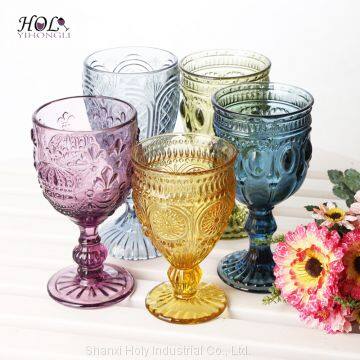 Stocked colored stemware red wine glass machine made eco-friendly glass cup