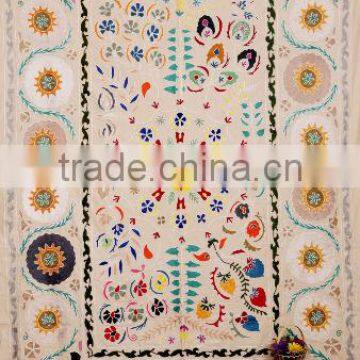 Suzani Throw Indian Bedspread Suzani Wall Tapestry Twin Suzani Blanket Fabric Quilt Handmade Indian Suzani Bedding