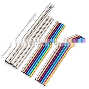 custom colour reusable stainless steel drinking straw with cleaning bush