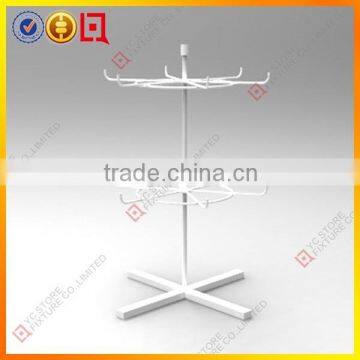 6 Hooks White Metal Rotating Display Stand