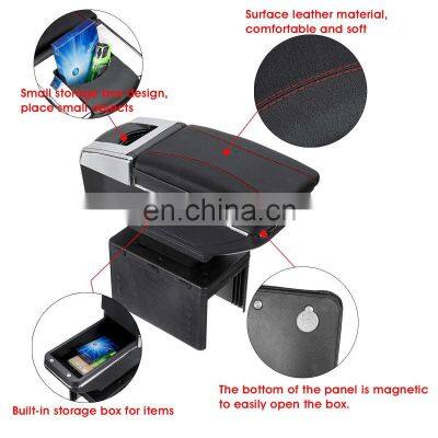 Universal Car Armrest Box Center Console Storage Box Rotatable Arm Rest PU Leather For Honda/VW/Toyota/Mazda