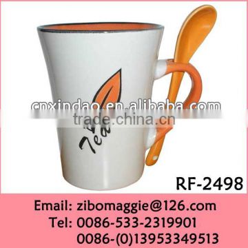 Trump Shape Popular Beautiful Modern Ceramic Coffee Mug with Spoon Wholesale