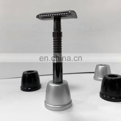Wholesale Silver Black Gold Zinc Alloy Straight Shaving Razor Holder Barber Razor Stand photo-5