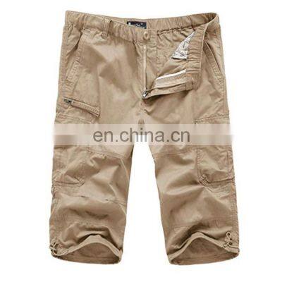 Men's Casual Twill Elastic Cargo Shorts Below Knee Loose Fit Long Shorts photo-3