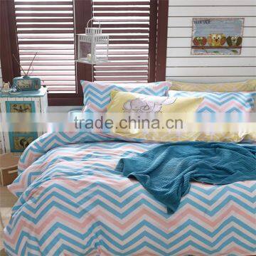 2015 Newest simple design blue weave line printed cotton bedspread bedding set comforter quilt sets home textile for America