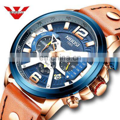 NIBOSIop Brand Man Watches with Chronograph Sport Waterproof Clock Military Luxury Men's Watch Analog Quartz